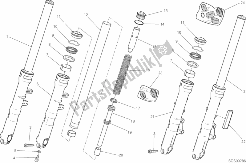 Tutte le parti per il 21a - Forcella Anteriore del Ducati Scrambler Sixty2 Thailand 400 2016